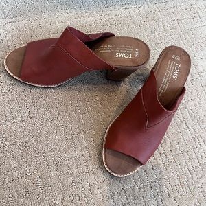 Toms Majorca Mule Sandals Cognac Leather 6.5